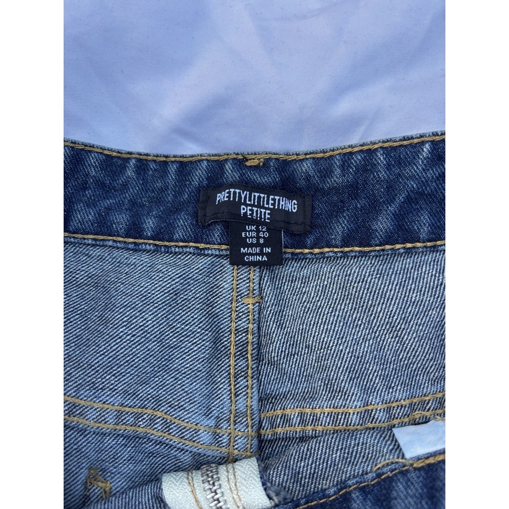 Pretty Little Thing Saddleback Jeans Size 8 Midwash 90s Wide Leg - Picture 3 of 8